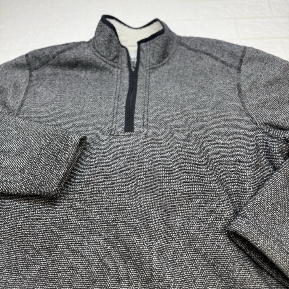 ORVIS Pullover Sweater Fleece Sherpa Lined Mens XL Heather Gray 1/4 Zip Pockets